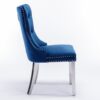Nikki - Modern, High-End Tufted Solid Wood Contemporary Velvet Upholstered Dining Chair With Chrome Stainless Steel Plating Legs, Nailhead Trim, (Set of 2) - Blue / Chrome - Image 5