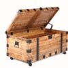 Trunk Table With Four Wheel Large Capacity Storage Coffee Table - Natural / Black - Image 4