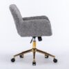 Office Chair, Artificial Rabbit Hair Home Office Chair With Golden Metal Base, Adjustable Desk Chair Swivel Office Chair, Vanity Chair - Gray - Image 8