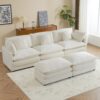 Modern Sofa Modular Sofa Couch, Upholstered Corduroy L - Shape Sectional Sofa With Side Storage Pockets For Living Room - Beige - Image 19