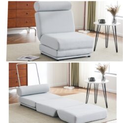 Single Sofa Chair Foldable Single Sofa Bed With Pillow, Portable Foldable Sofa Bed, Leisure Sofa Chair, Easy To Store, Made Of Breathable And Wearable Linen - Light Blue