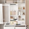 Space Saving Makeup Vanity Desk With Mirror & Adjustable Led Lights, Built-In Power Outlet, Hidden Storage, Includes Stool & Shelf - White - Image 10