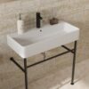31.5" Ceramic Vanity Sink With Overflow Frame Console Basin For Bathroom - White - Image 2