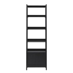 Transitional Narrow Bookshelf With Drawer On Bottom - Black