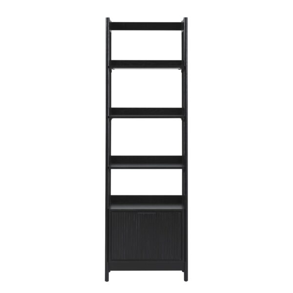 Transitional Narrow Bookshelf With Drawer On Bottom - Black