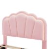 Twin Size Upholstered Flower-Shape Bed, Elegant Flowers Headboard With LED Light Strip, Sherpa Fabric Platform Bed With Slats Support - Pink - Image 9