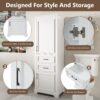 Freestanding Bathroom Vanity Tall With Damping Hinge Doors, Adjustable Shelves - White - Image 6