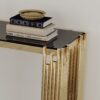 Modern Glass Console Table, 55" Gold Sofa Table With Sturdy Metal Frame And Black Tempered Glass Top, For Living Room Entryway Bedroom - Gold - Image 8