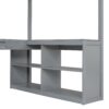 Full Loft Bed With U Shaped Desk, Storage Compartments And Tri Fold Mirror - Gray - Image 12