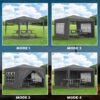 10'X10' Folding Canopy With 4 Removable Sidewalls Outdoor Event Shelter UPF 50+ Gazebo Portable Tents For Parties Beach Camping Wedding Ez Pop Up Canopy 4 Pieces Weight Bag + Carry Bag - Black - Image 6