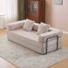 Floor Couch, Compression Sofa, Convertible Floor Sofa Bed With Pillow Back Support Armrest - Light Gray - Image 4