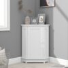 Bathroom Cabinet Triangle Corner Storage Cabinet With Adjustable Shelf Modern Style - White - Image 4
