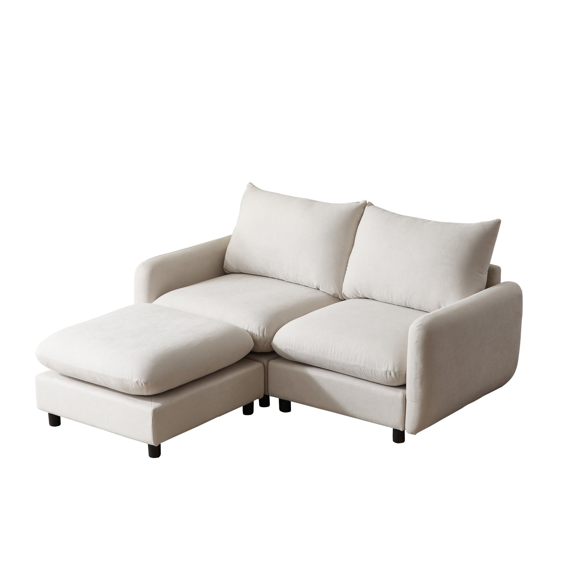 3 Piece L Shaped Modular Free Combination Sectional Sofa Couch With Ottoman - White - Image 6