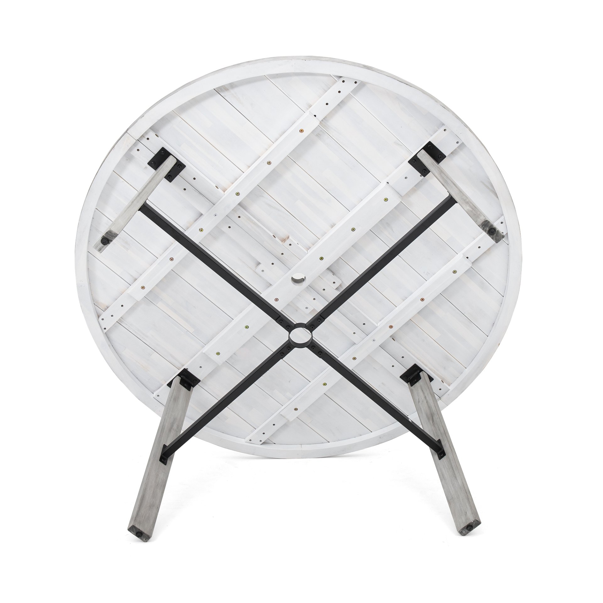 6 Person Outdoor Wooden Dining Set With Umbrella Hole And Removable Cushions For Patio - Gray - Image 25