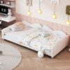 Twin Size Upholstered Daybed, Sherpa Fabric Sofabed With Cloud-Shaped Backrest, No Box - Spring Needed - White - Image 4