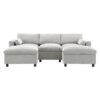 Modular Sectional With Storage Pockets, 5 Seat U Shaped Couch Set With Pillows, Free Combination Modern Cloud Sofa With 2 Movable Ottoman - Medium Gray - Image 22