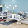 Full Over Full Bunk Bed With Twin Size Trundle And Ladder - White - Image 13