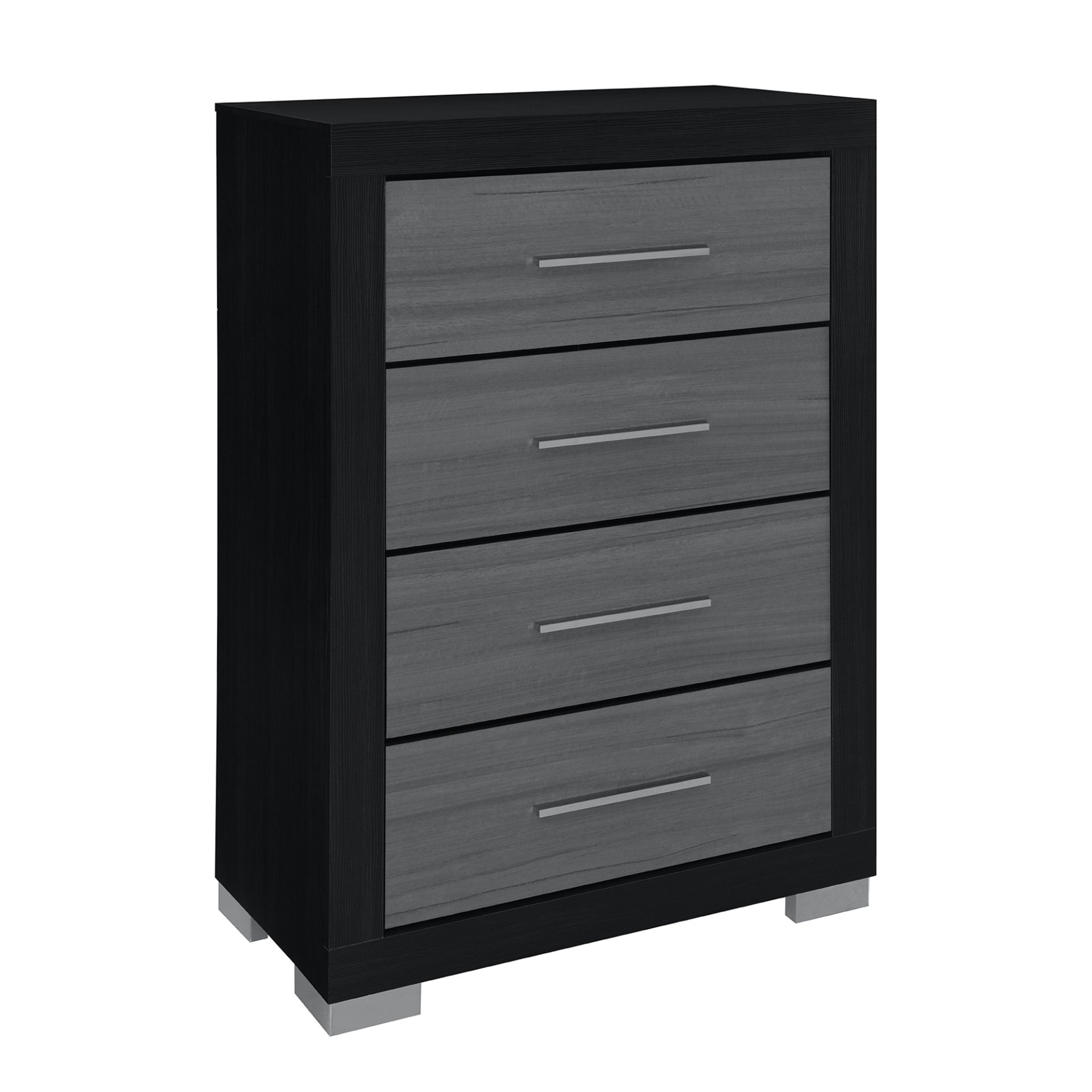 Messa - 5 Piece Full Bedroom Set With Bookcase Headboard - Black / Gray - Image 4