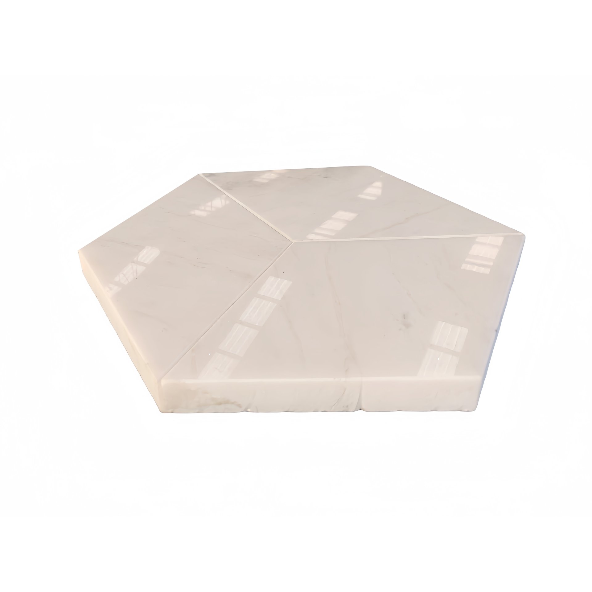 Hexagon Snow Mountain Polished Marble Tile For Wall And Floor Stone (Set of 12) - White / Natural - Image 4