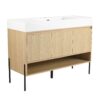 Modern Bathroom Vanity Combo With Single Resin Sink And Storage Cabinet, Multilayer Solid Wood - Oak - Image 2