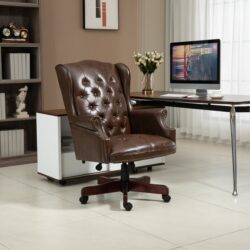 Executive Office Chair, High Back Reclining Comfortable Desk Chair With Smooth Glide Caster Wheels - Brown
