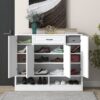 Sleek And Modern Shoe Cabinet With Adjustable Shelves, Space Saving Design Side Board For Various Sizes Of Items - White - Image 4