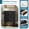Bathroom Vanity Cabinet With Ceramic Sink Combo Set, Frame Modern Bathroom Storage Cabinet With 2 Drawers - Black - Image 5