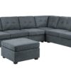 Isla - Woven Fabric 7 Seater Sectional Sofa & Ottoman - Gray - Image 5