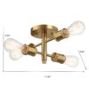 Ephemeral - 4 Lights Semi Flush Mount Retro Hallway Kitchen Bedroom Living Room Ceiling Pendant - Antique Brass / Clear / Gold - Image 3