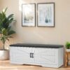 2 Tier Shoe Bench With Padded Seat, 2 Barn Doors And Adjustable Shelves, For Entryway And Living Room - White - Image 10