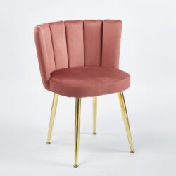 Modern Dining Chair (Set of 2) With Velvet Backrest And en Iron Legs - Pink