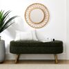 Elegant Ottoman Oval Storage Bench With Rubber Wood Legs Foam Upholstery - Green - Image 6