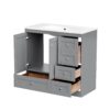 36" Shaker Free Standing Bathroom Vanity Cabinet With Sink, Soft Close Drawers, Soft Close Doors - Gray - Image 16