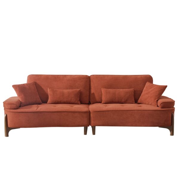 Comfortable Deep Seated Sofa With Pillows For Bedroom, Living Room, Office - Brick Red