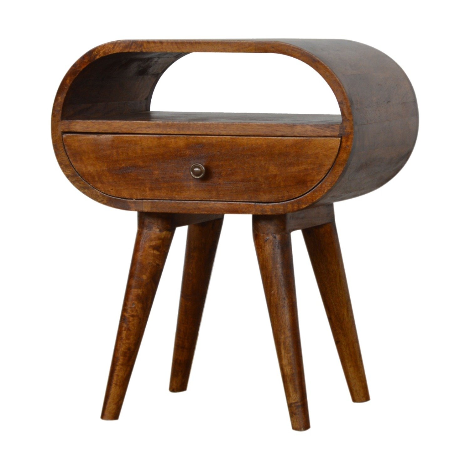 Circular Open Bedside Table - Chestnut - Image 15