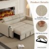 Multi-Functional Pull-Out Sofa Bed L-Shape Sectional Sofa With Adjustable Headrest, Wireless Charging, Cup Holders And Hidden Storage For Living Room - Beige - Image 7