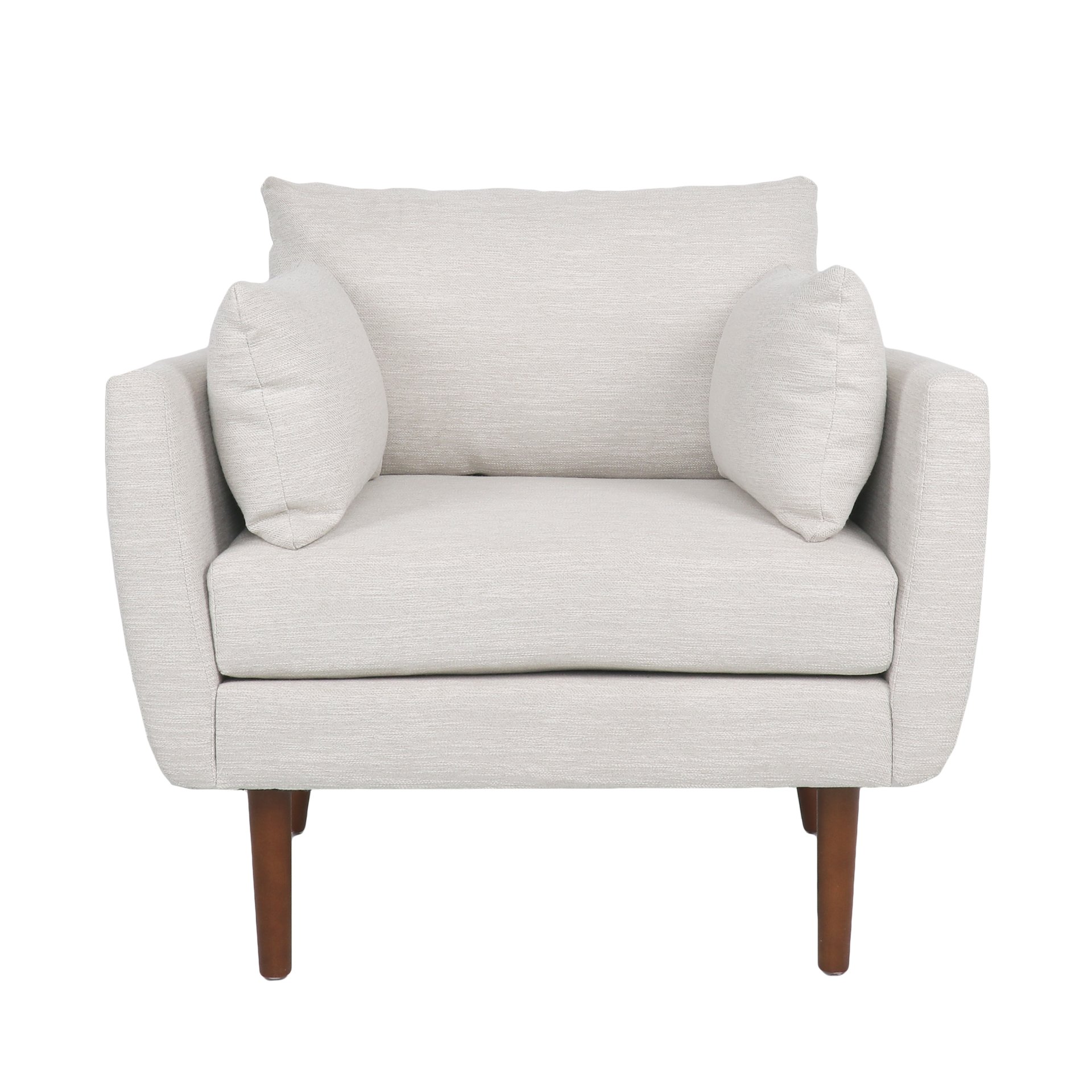 Luminate - Upholstered Fabric Club Chair With Tapered Legs And 2 Accent Pillows - Beige - Image 4