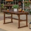Modern Slat Top Solid Acacia Wood Butterfly Outoor Dining Table - Dark Brown - Image 6