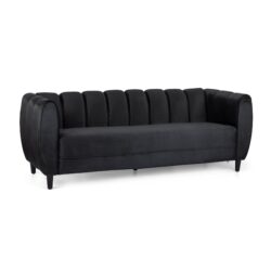 Miranda - Modern Glam Velvet 3 Seater Sofa - Black