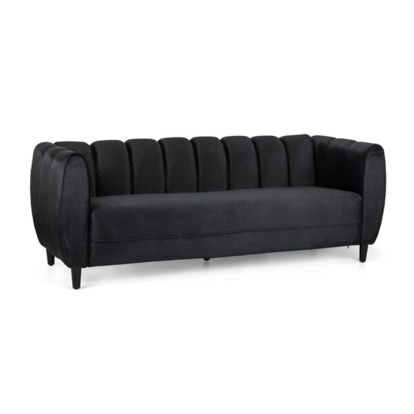 Miranda - Modern Glam Velvet 3 Seater Sofa - Black