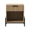 Modern Fluted Drawer Nightstand With Open Cubby Coastal - Light Brown - Image 2