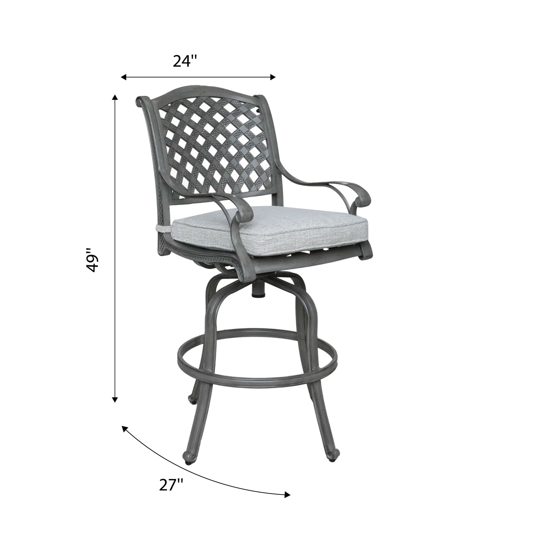 Outdoor Aluminum Swivel Barstools With Cushions (Set of 2) - Golden Gauze - Image 6
