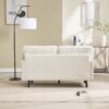 Mid Century Modern Loveseat Sofa With USB, Removable Pillow Cover - Beige - Image 11