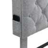 Modern Queen Size Upholstered Platform Bed Frame With Button Tufted Linen Fabric Headboard And USB Ports - Light Gray - Image 12