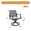 Modern Classic Outdoor Dining Swivel Rockers With Sunbrella Cushion, Lattice Design, Weather Resistant Frame (Set of 2) - Ember Black - Image 3