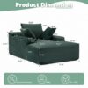 Oversized Chaise Lounge Chair Cozy Cloud Couch, Plush Corduroy Upholstered Sleeper Sofa Daybed With 3 Throw Pillows And Wide Armrest For Living Room - Green - Image 3