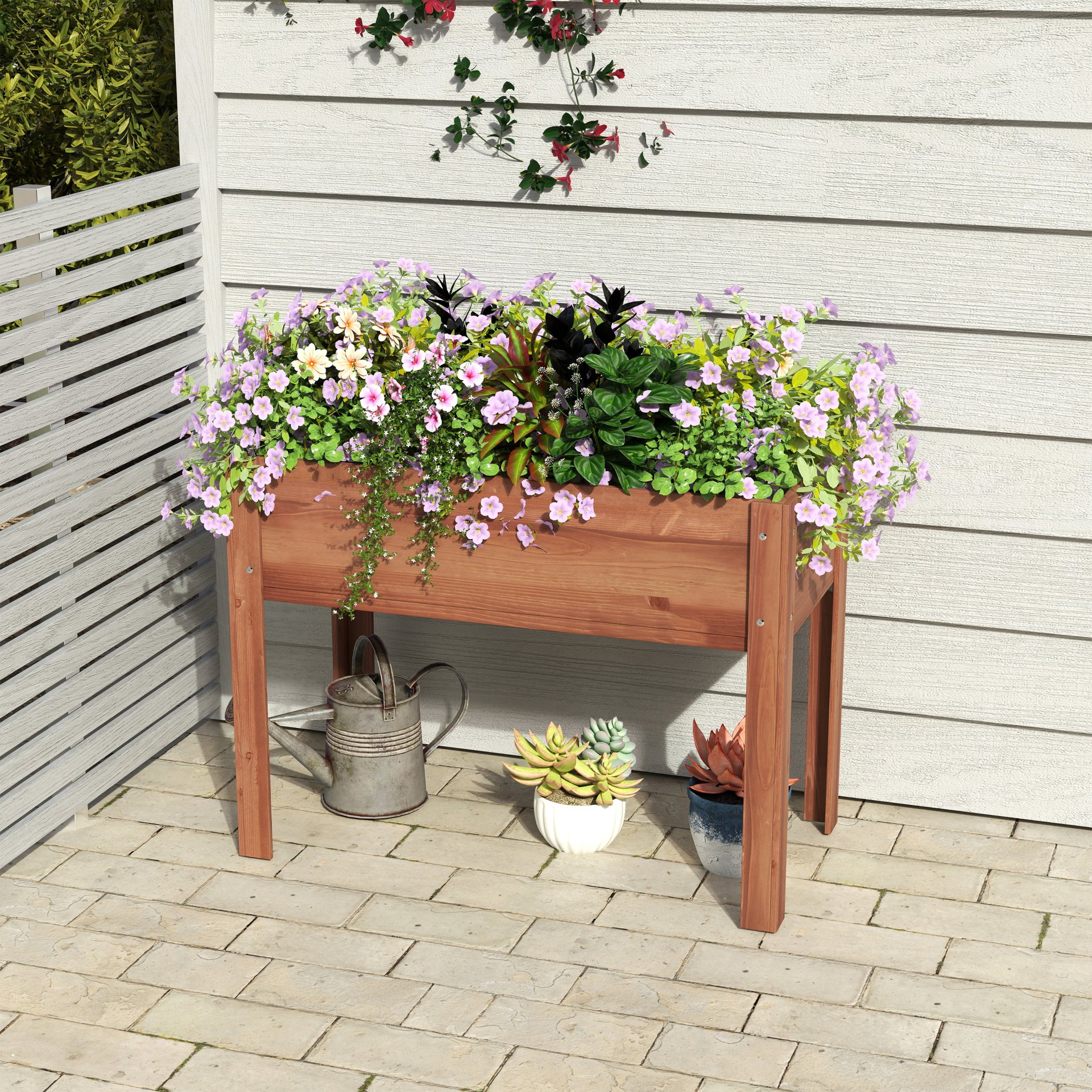 Raised Garden Bed & Legs, Elevated Planter Box For Outdoor Plants Flowers Fruits Vegetable Herb Growing - Coffee - Image 4