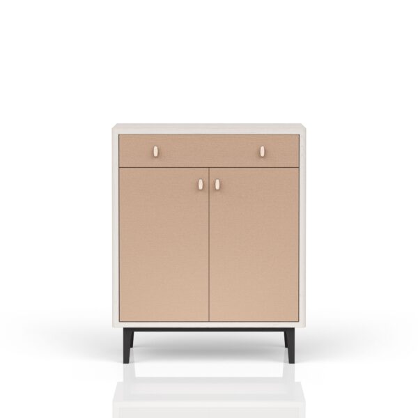 Contemporary Bar Cabinet With Large Storage - White / Pecan