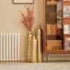 Floor Metal Vases Decorated White Metal Vases (Set of 3) Gorgeous Home Decoration Large Glazed Metal Vases - Golden - Image 20