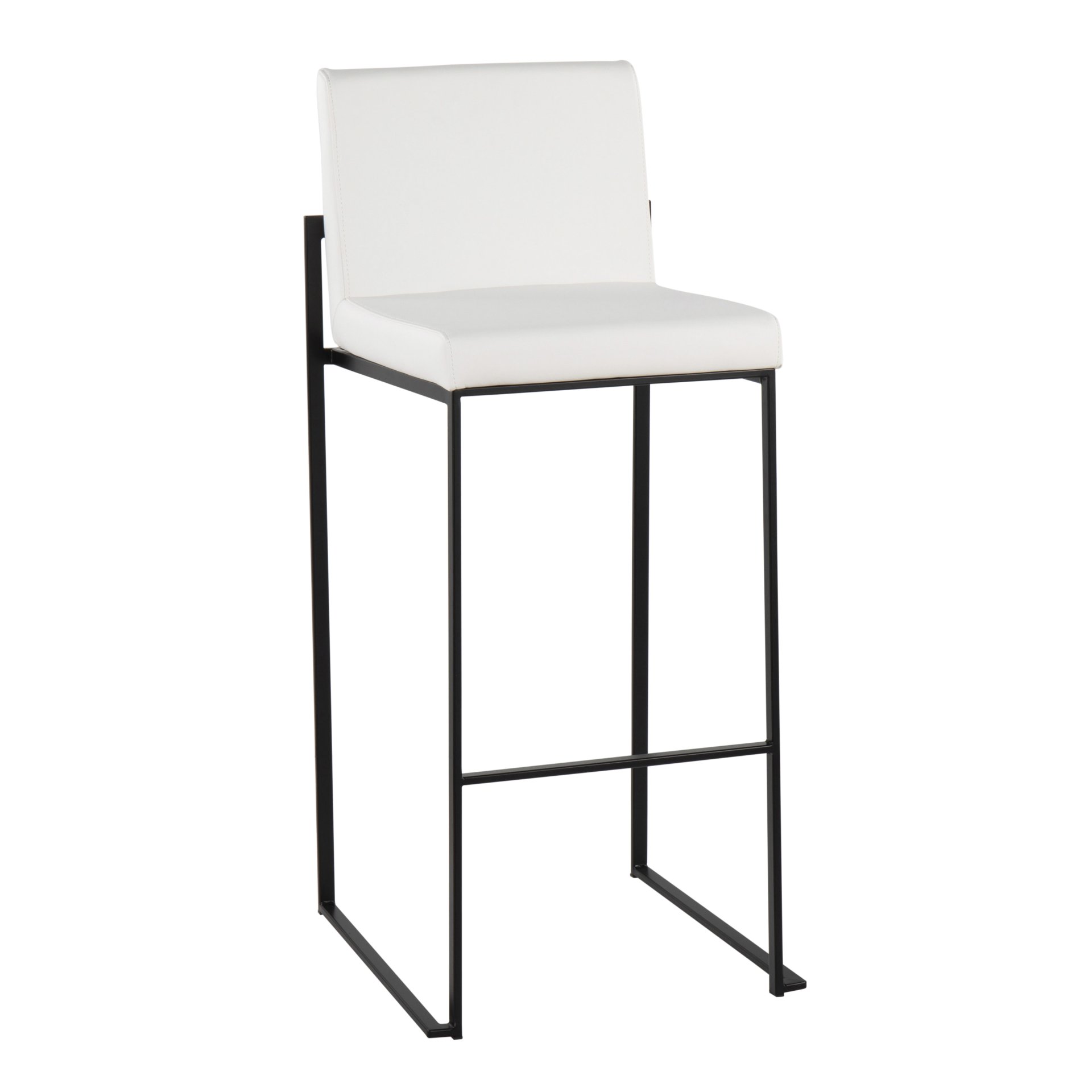 Fuji - Contemporary High Back Barstool (Set of 2) - White / Black - Image 2